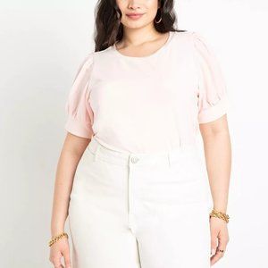 Eloquii Combo Sleeve Top in Blush